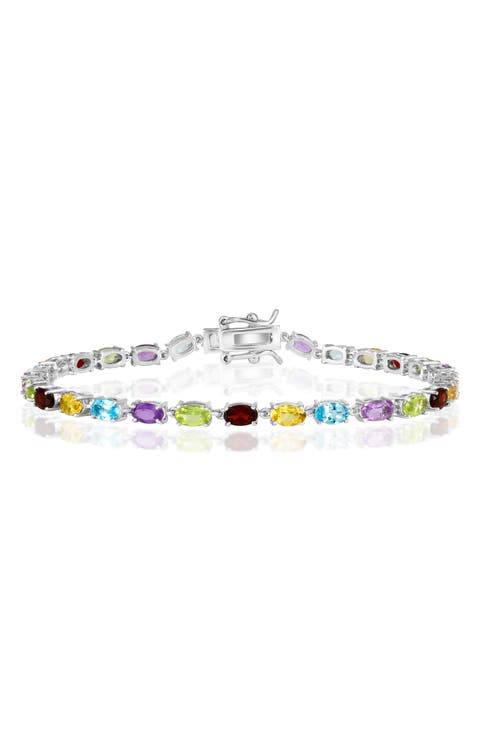 Sterling Silver Oval CZ Tennis Bracelet