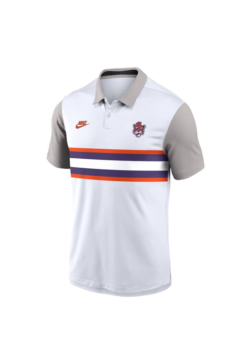 Men's Nike White/Gray Clemson Tigers Athletic Prep Legacy Logo Vapor Performance Polo, Alternate, color, White