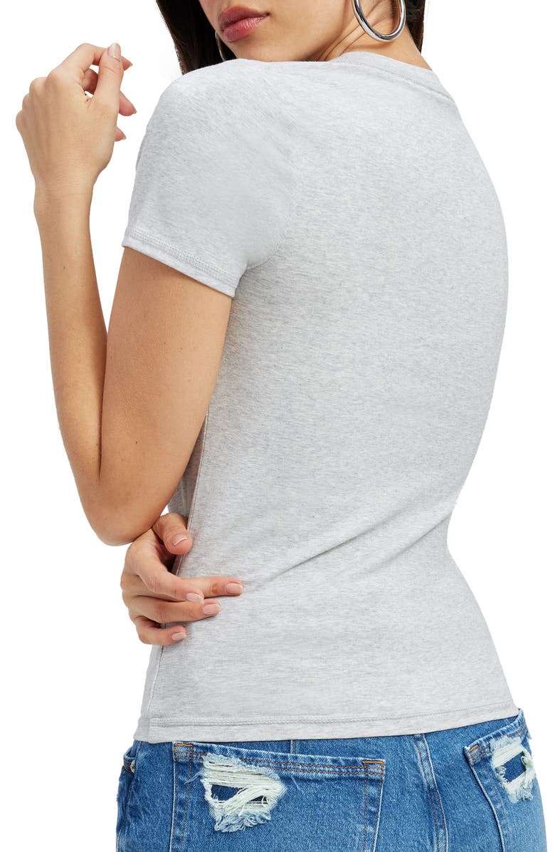 Good American Stretch Cotton Baby Tee, Alternate, color, Heather Grey