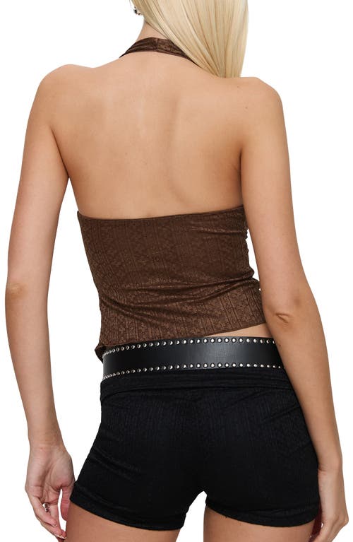 Princess Polly Moderna Split Front Lace Halter Top In Brown