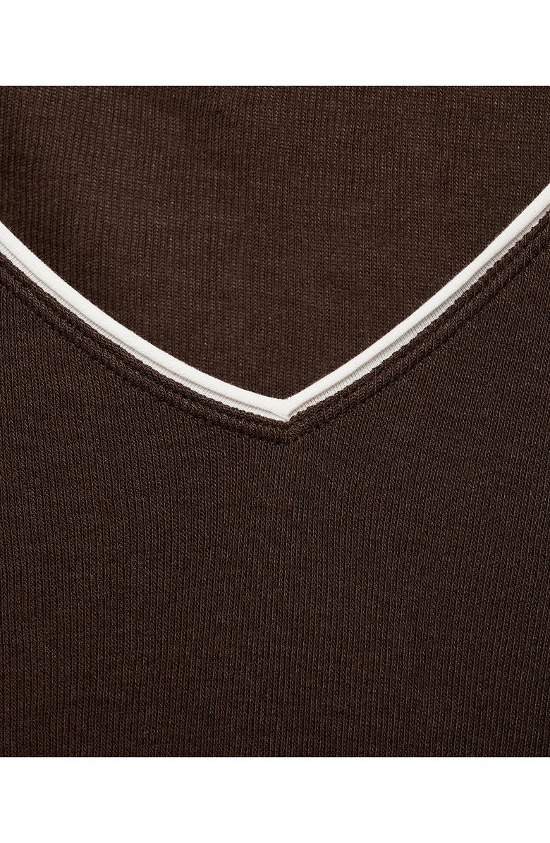 MANGO Contrast Rib Top, Alternate, color, Brown