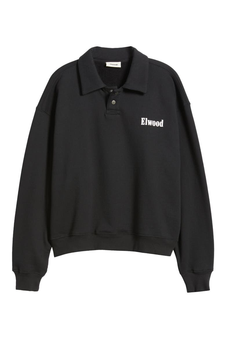 Heavyweight Fleece Polo Collar Sweatshirt, Alternate, color, COAL