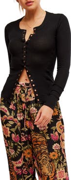 Free People Going Places Pointelle Stitch Snap Front Top