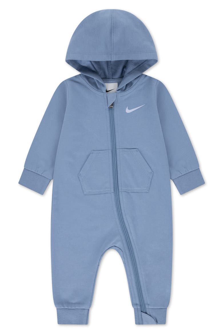 Hooded French Terry Romper, Main, color, WORK BLUE