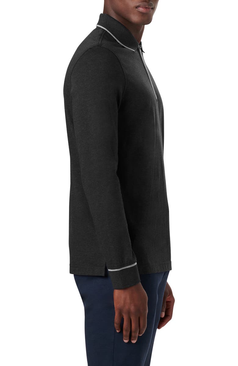 Bugatchi Tipped Long Sleeve Quarter Zip Polo, Alternate, color, 