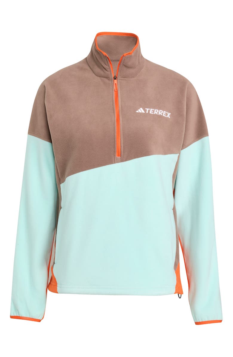 adidas Terrex Half Zip Fleece Jacket, Alternate, color, Brown/ Aqua/ Impact Orange
