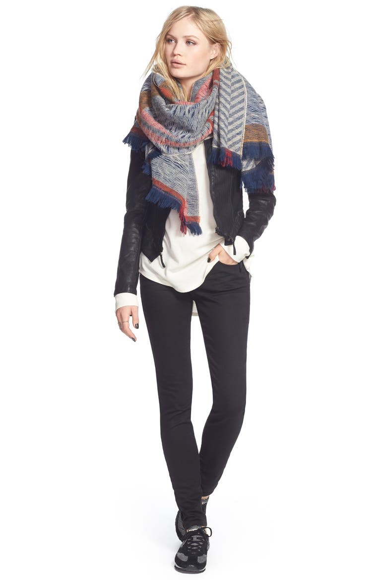 BP. Chevron Plaid Scarf, Alternate, color, BLUE MULTI