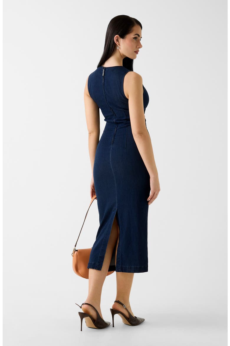 Dahlia Sleeveless Denim Midi Dress, Alternate, color, OAKLYNN BRIGHT BLUE