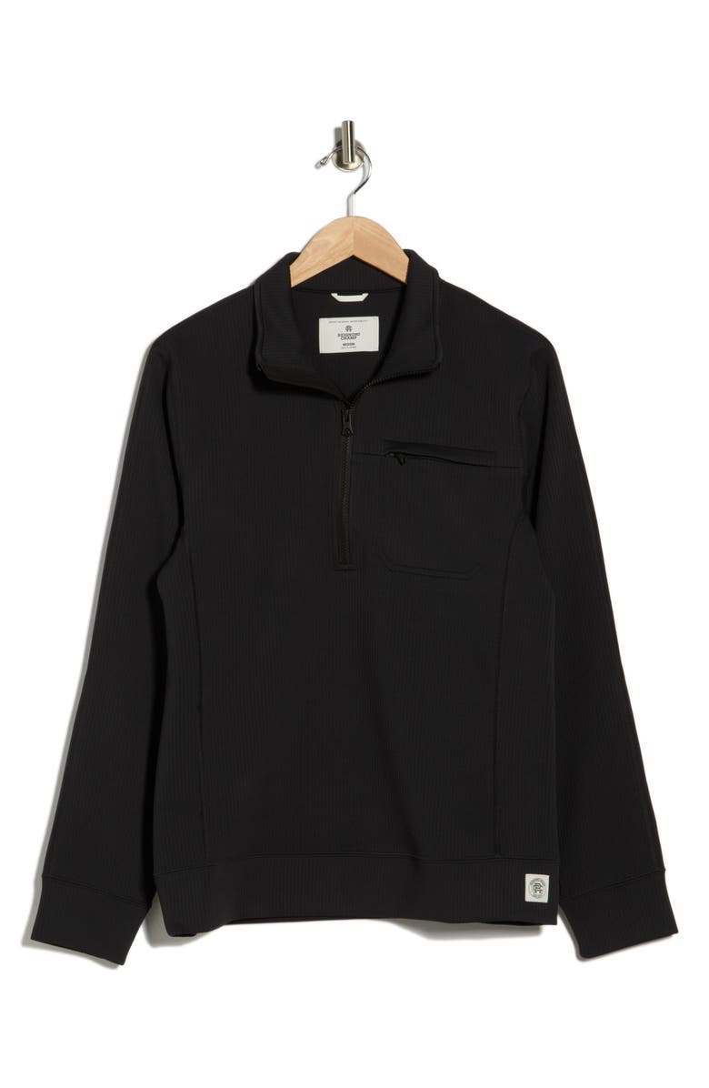 Reigning Champ Double Knit Slim Quarter Zip Sweatshirt, Alternate, color, Black