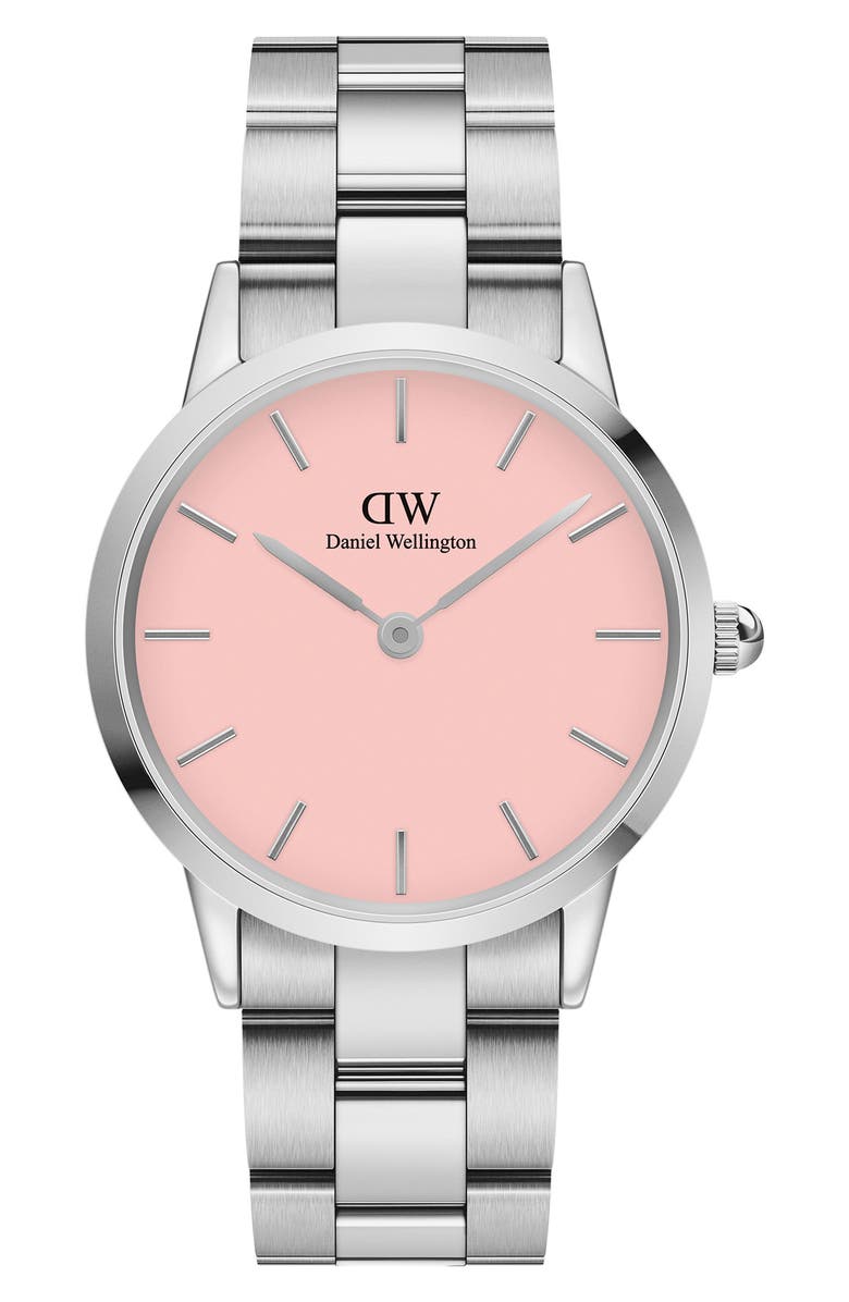 Daniel Wellington Iconic Link Bracelet Watch, 36mm, Main, color, Pastel Pink