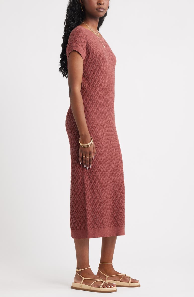 Treasure & Bond Pointelle Midi Sweater Dress, Alternate, color, Brown Sable