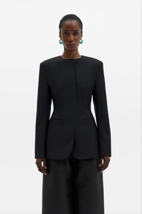 Carol Collarless Wool Silk Blazer