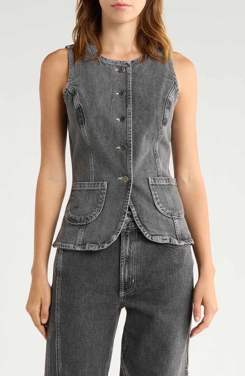 Rails Portola Denim Cutaway Vest, Main, color, Washed Charcoal