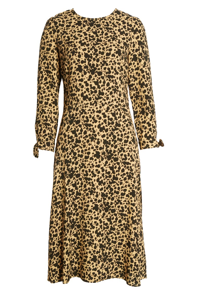 Port Print Long Sleeve Midi Dress, Alternate, color, BLITZ BEIGE