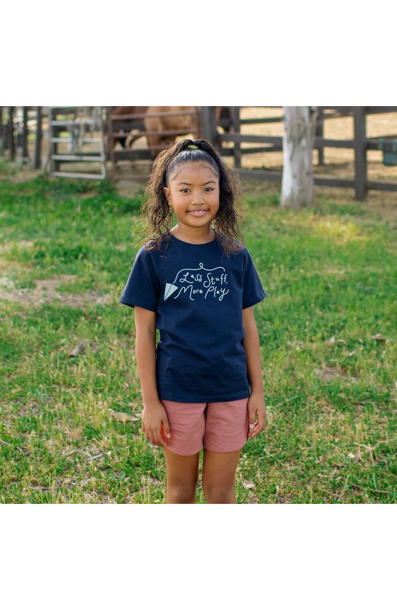 Jackalo Kids' Organic Cotton Less Stuff More Play Graphic T-Shirt, Alternate, color, Navy
