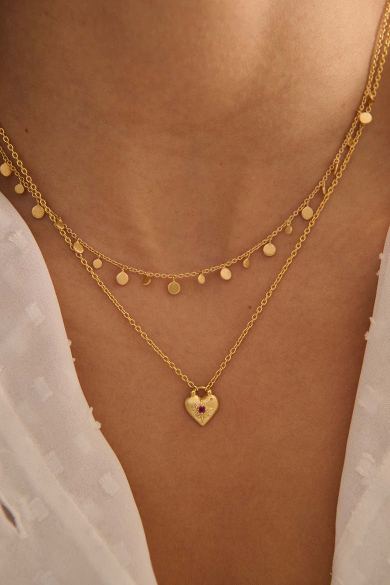 Love You Small Heart Necklace, Alternate, color, Yellow Gold