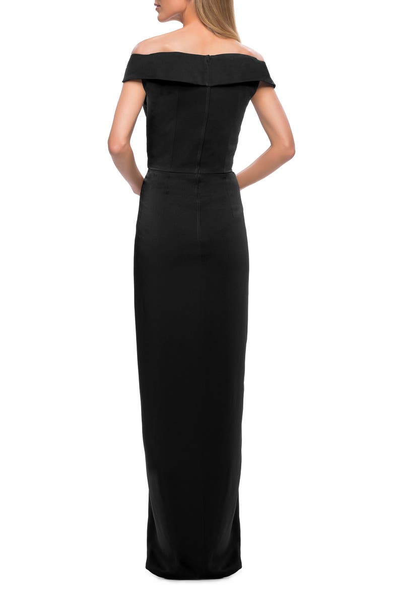 Long Jersey Dress with Ruching and Cap Sleeves, Alternate, color, BLACK