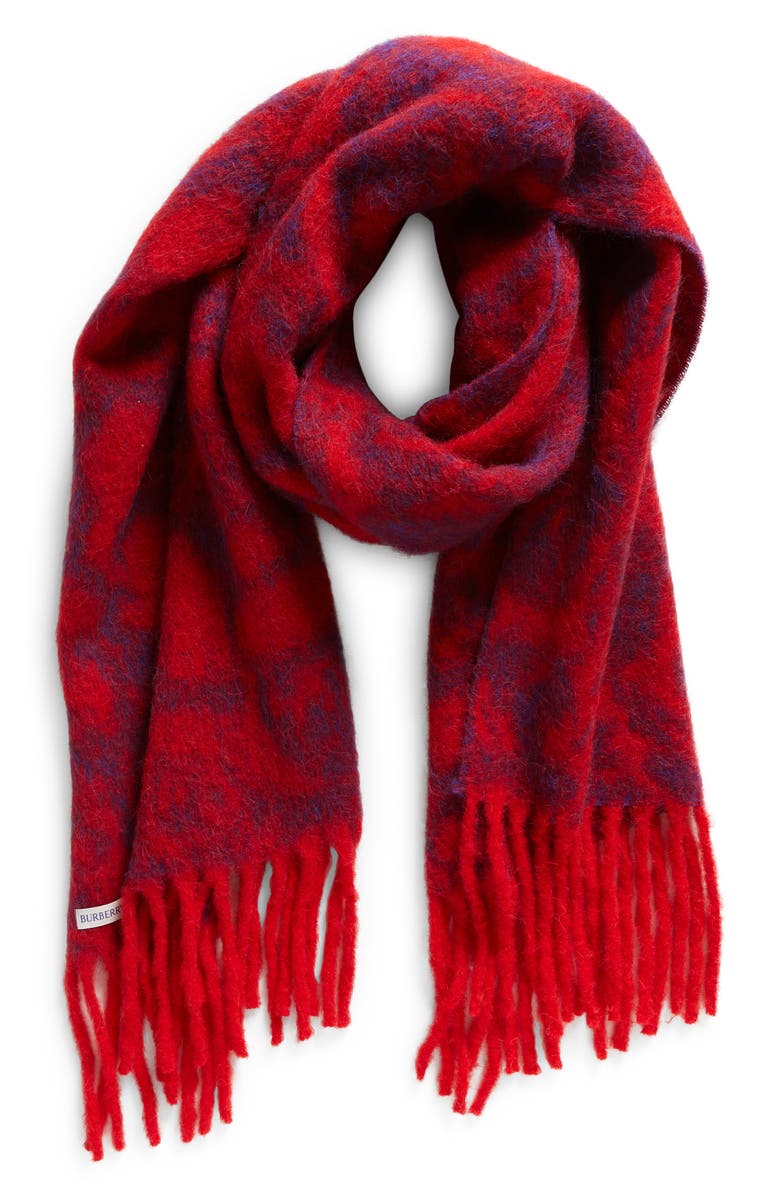 Burberry Water Rose Alpaca, Mohair & Wool Blend Fringe Scarf, Alternate, color, Pillar