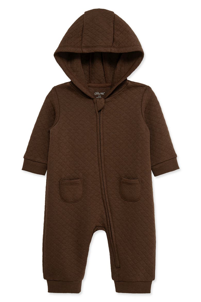 Kids' Quilted Hooded Coverall, Alternate, color, BROWN