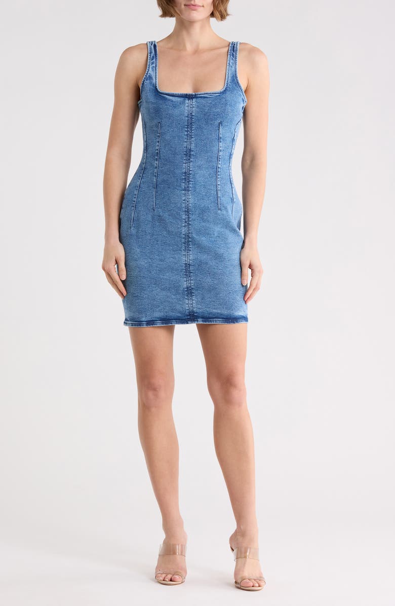 Good American Sleeveless Denim Minidress, Main, color, Indigo728