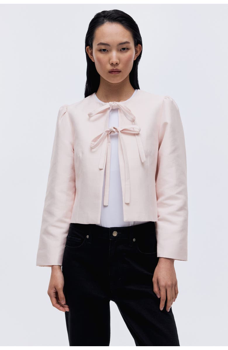 H&M Tie-front Jacket, Alternate, color, Powder Pink