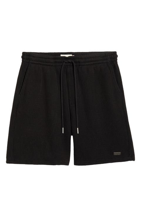 Rib Knit Stretch Cotton Blend Drawstring Shorts