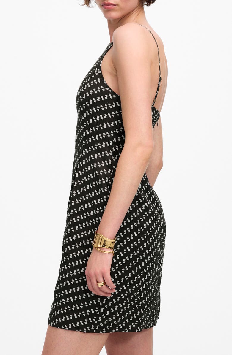 Madewell Dot High Neck Linen Blend Minidress, Alternate, color, Soft Charcoal