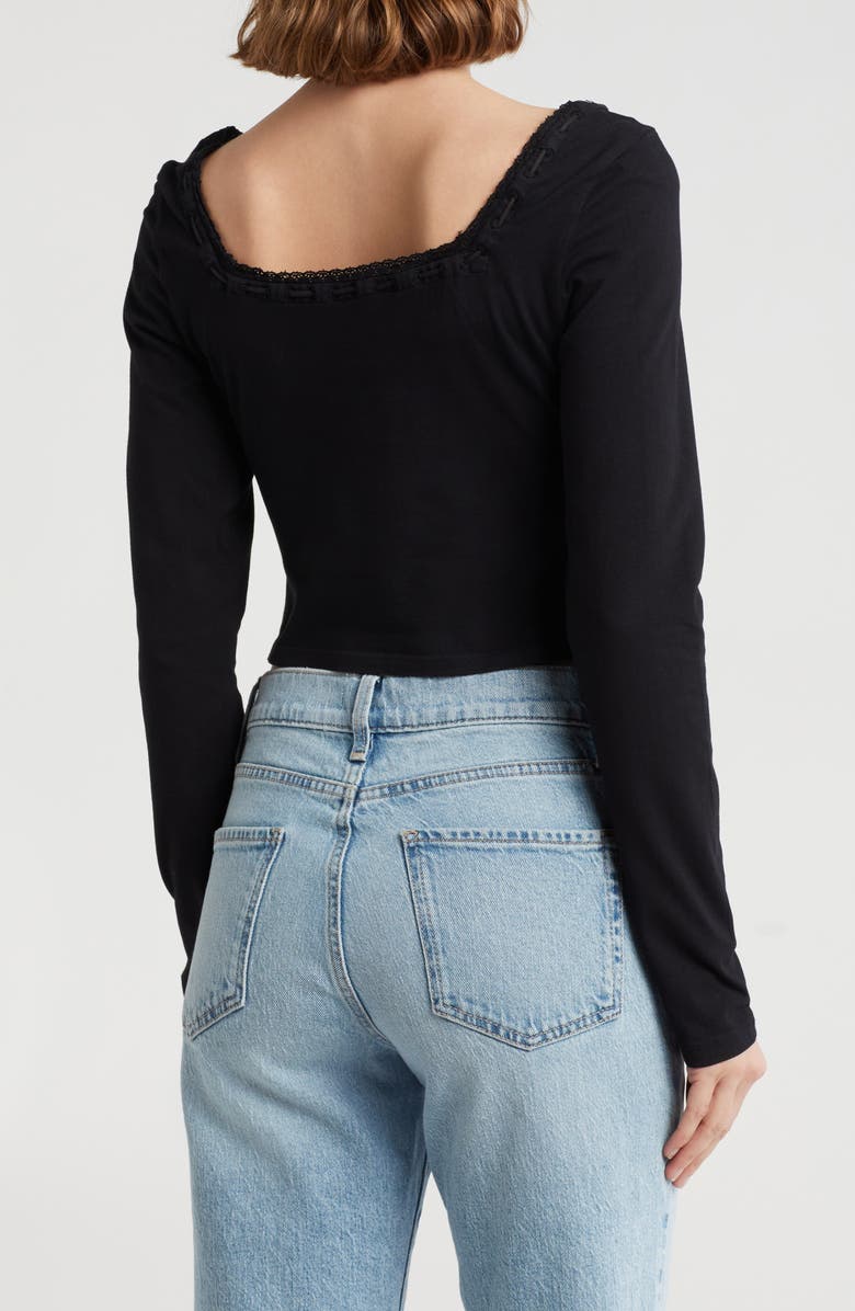 Free People Scarlet Smocked Crop Top, Alternate, color, Black