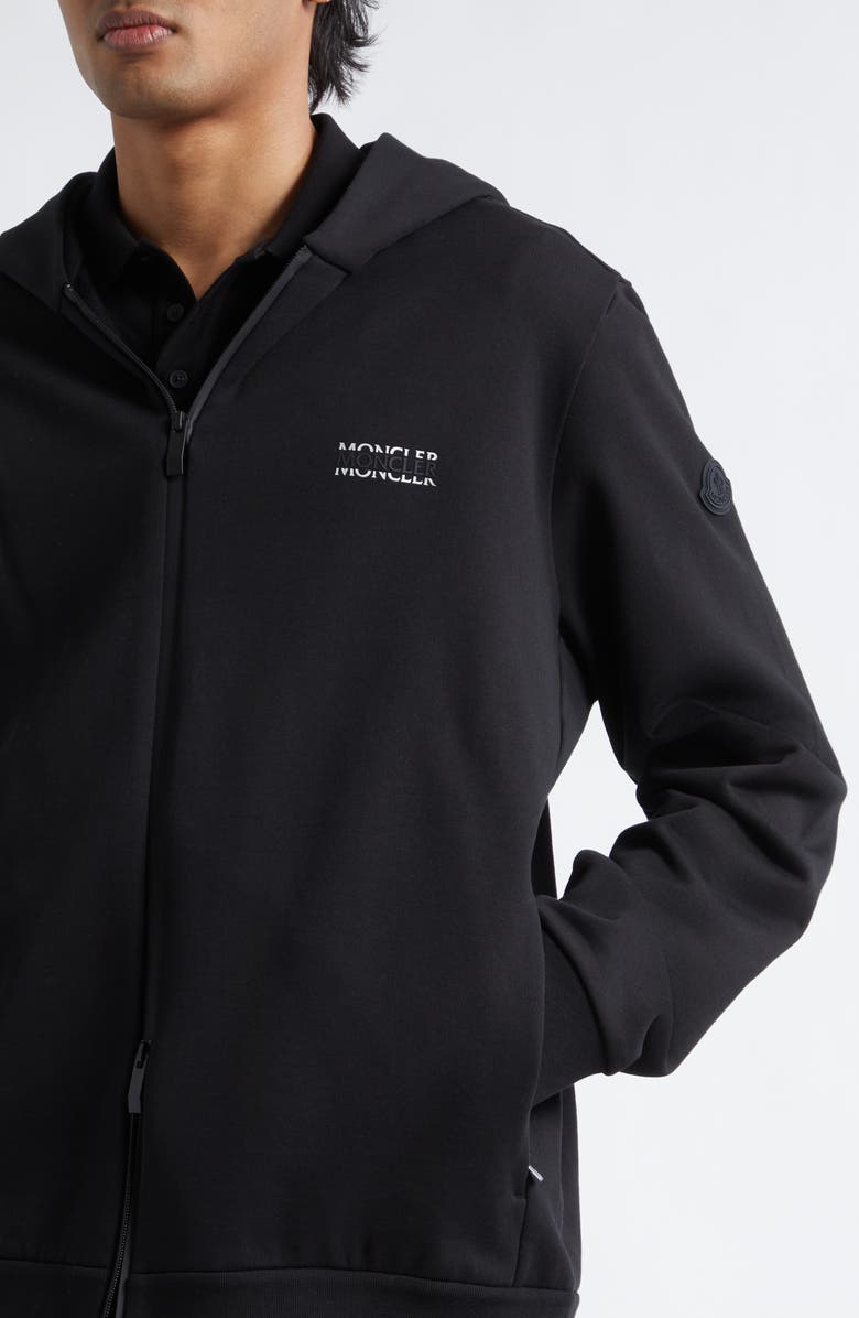 Moncler Cotton Zip Hoodie, Alternate, color, Black