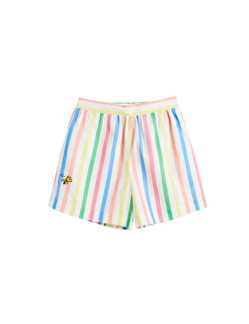 Chinti & Parker Multi Linen-cotton Snoopy Stripe Shorts In Cream