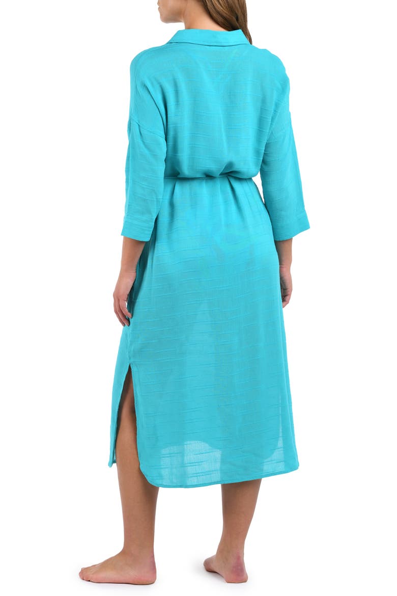 Sea Cover Button-Up Cover-Up Dress, Alternate, color, TEAL