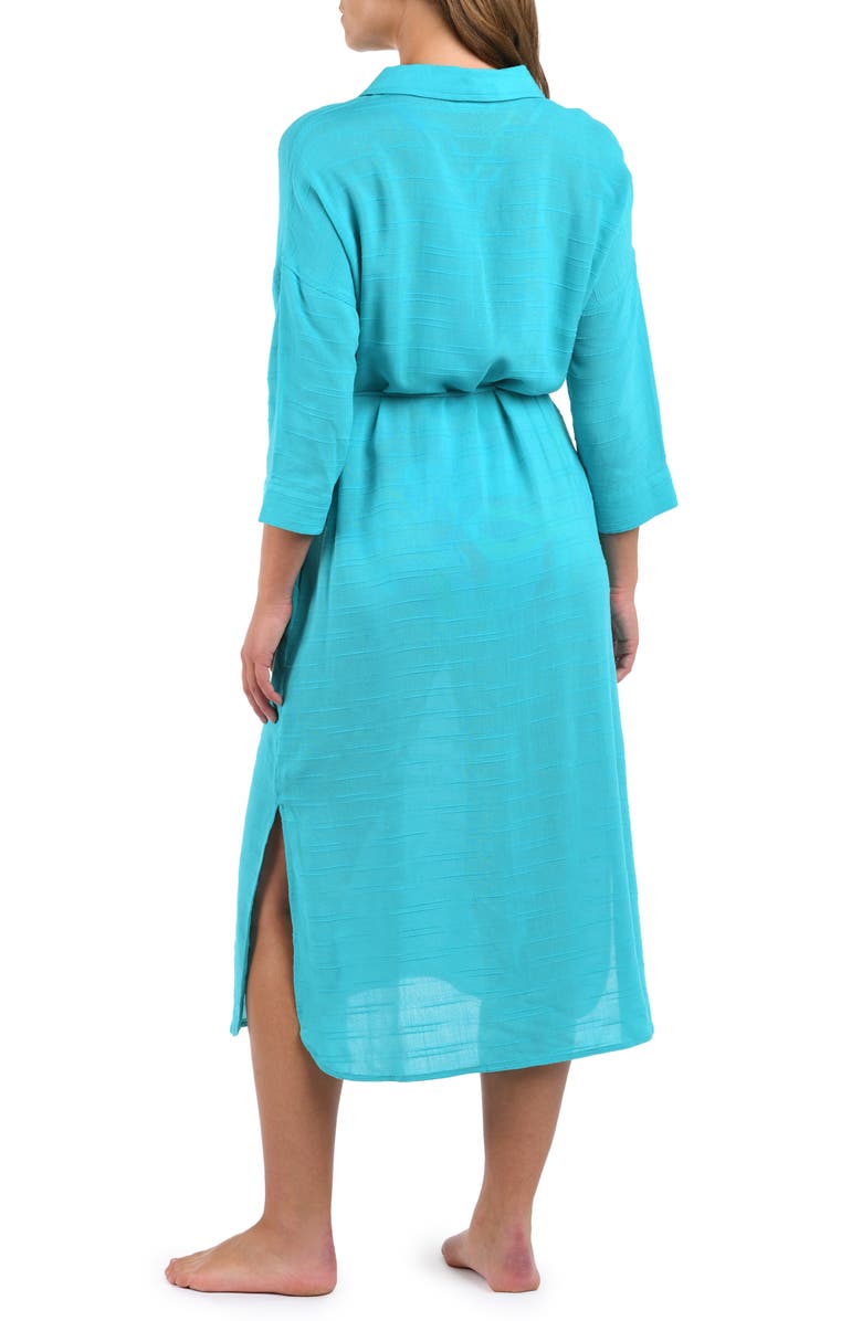 La Blanca Sea Cover Button-Up Cover-Up Dress, Alternate, color, Teal