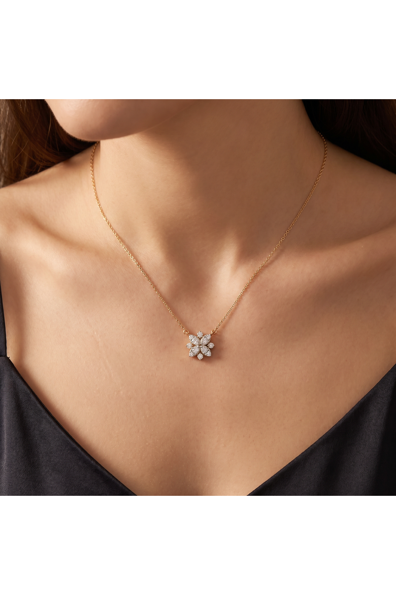 .55Ct TW Diamond Cluster Halo Round Pendant Gold Necklace Lab Grown, Alternate, color, 10k Yellow Gold