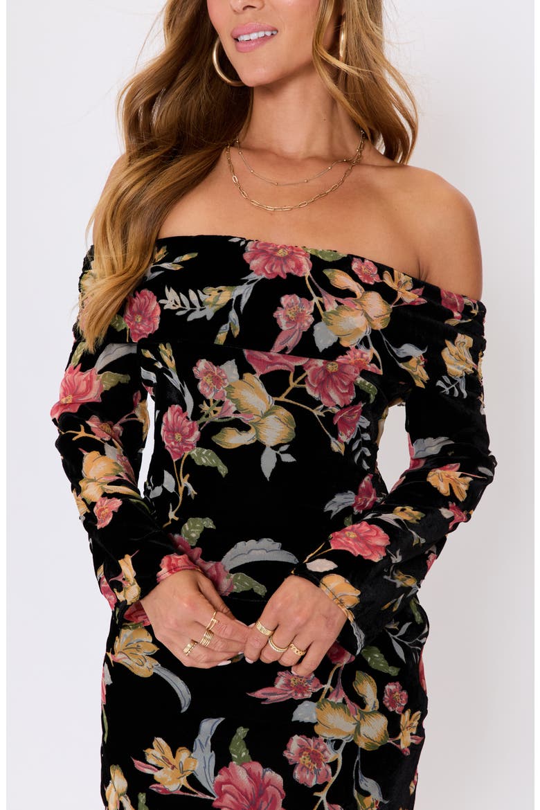 Rowan Floral Off the Shoulder Top, Main, color, BLACK FLORAL
