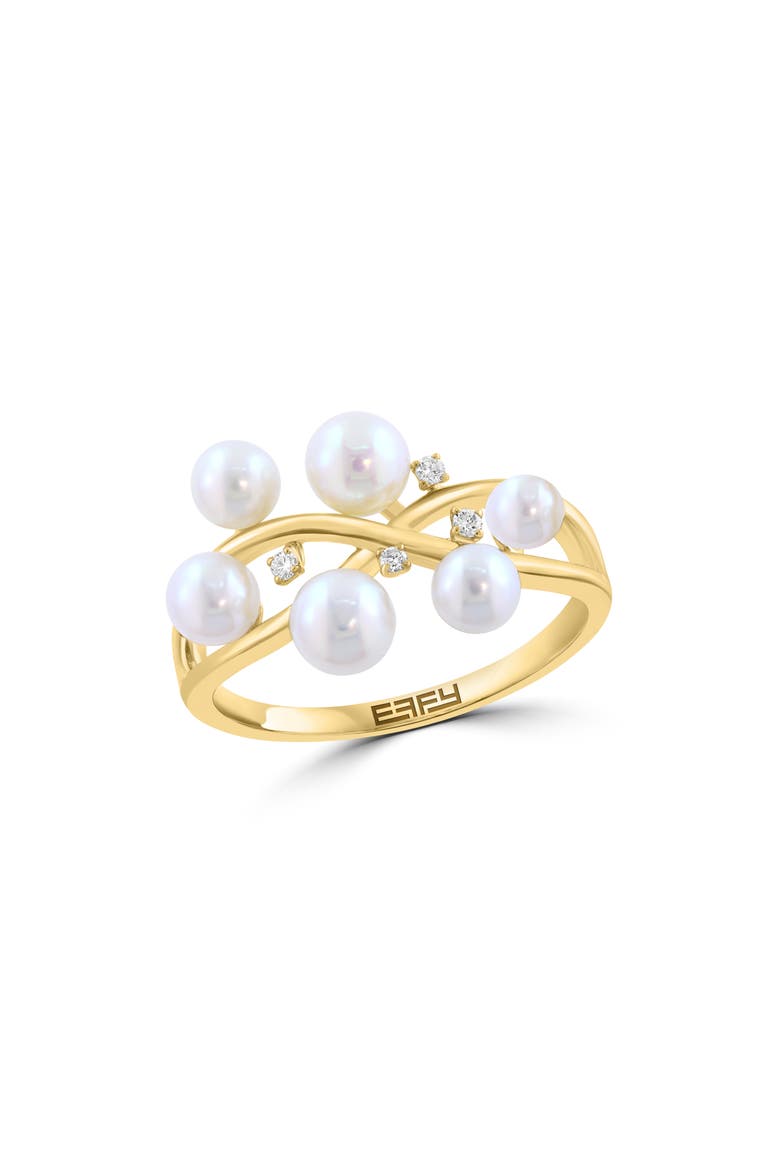 Diamond & Freshwater Pearl Ring, Main, color, WHITE