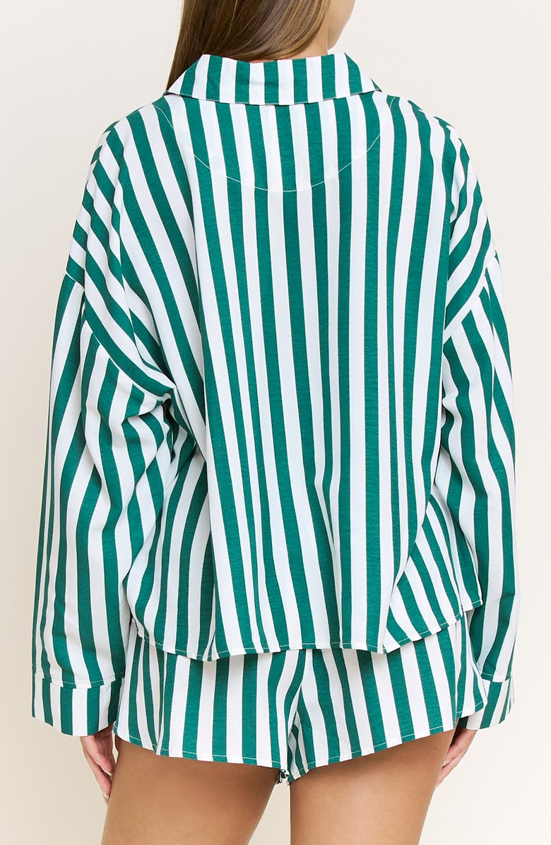 Honeydew Brunch Date Long Sleeve Shorts Pajamas, Alternate, color, Mistletoe Stripe