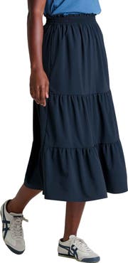 スカート [COSMOSS] JERSEY TIERED MIDI SKIRT PRINTED TIERED MIDI SKIRT | JJill
