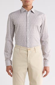 BOSS Valerio Ditsy Print Easy Iron Cotton Dress Shirt
