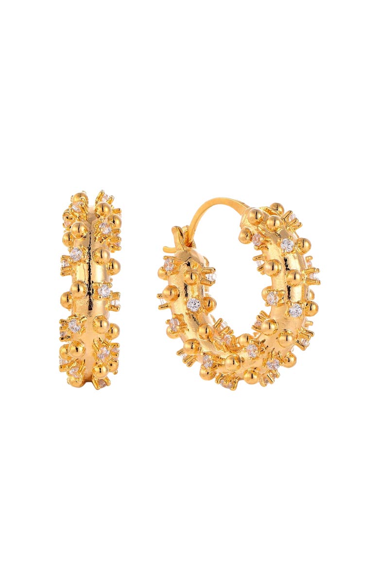 AKALIA Waterproof 18k Gold Plated Sparkling Hoop Earring, Main, color, 