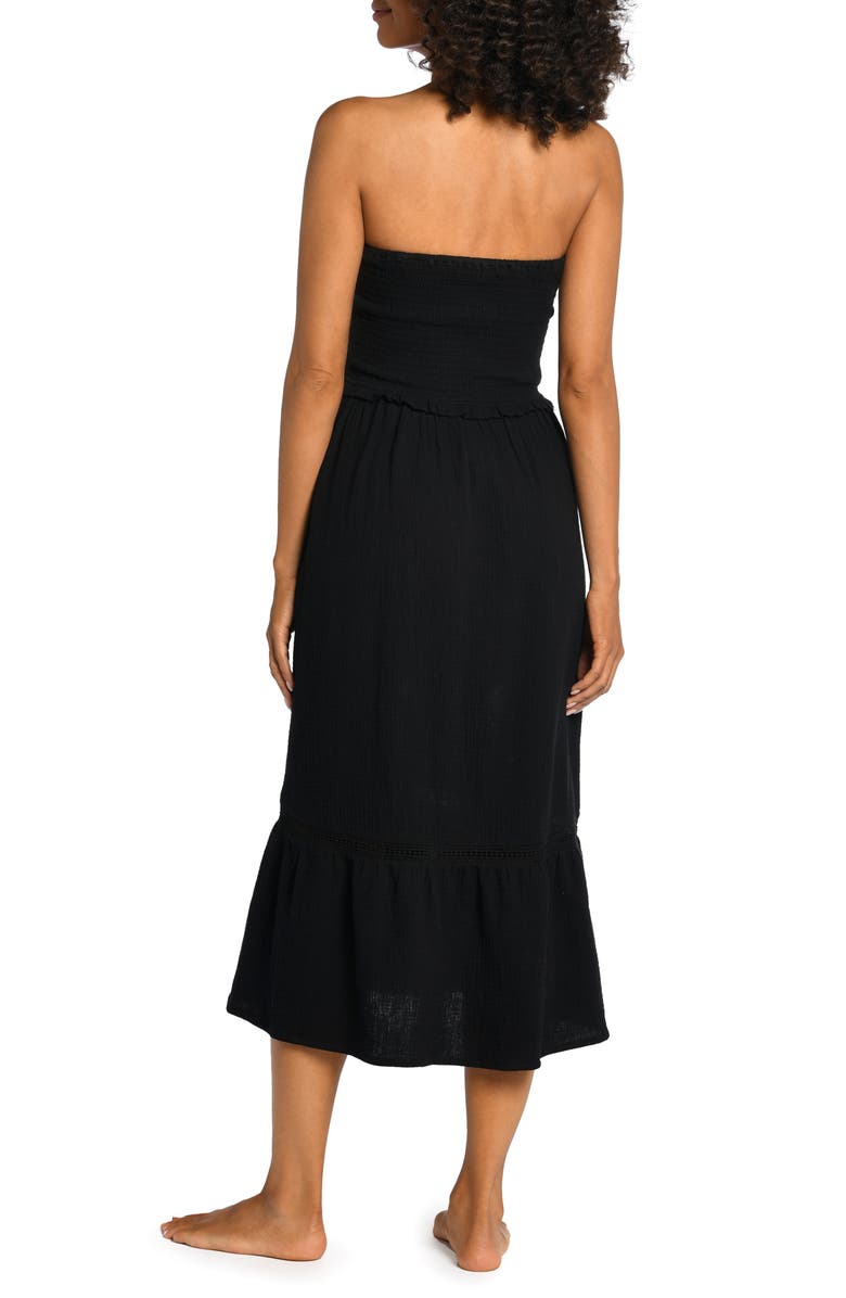 La Blanca Seaside Strapless Cotton Gauze Cover-Up Dress, Alternate, color,