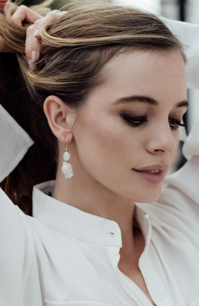 Freya Rose Baroque Pearl Mid Drops, Alternate, color, Gold