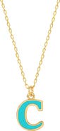 GABI RIELLE Vacay Dreamy Collection 14K Gold Plated Sterling Silver Turquoise French Enamel Initial Necklace