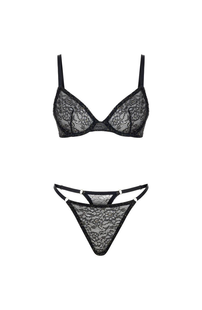 Mers Silk Shiny Bra, Alternate, color, Black