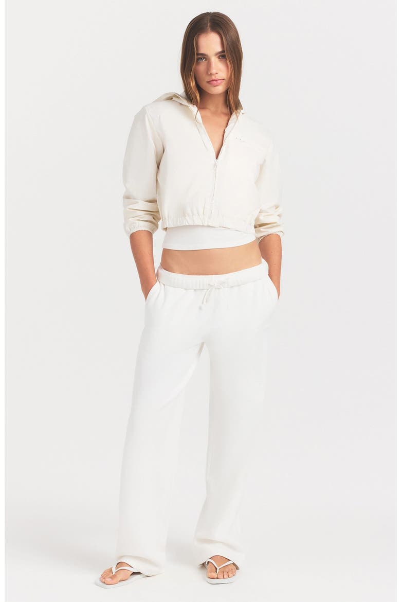 Swiss Cotton Crop Zip Hoodie, Alternate, color, EGRET