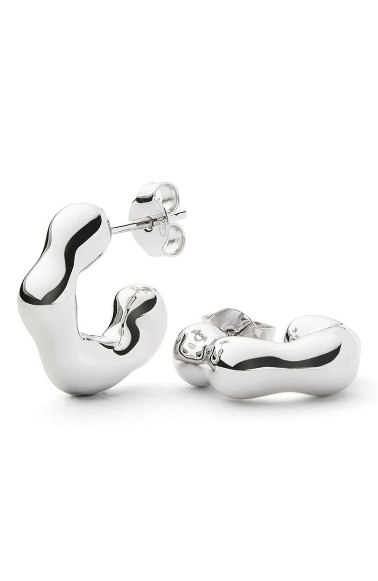 Missoma x Eny Lee Parker Puffy Mini Hoop Earrings, Main, color, Silver