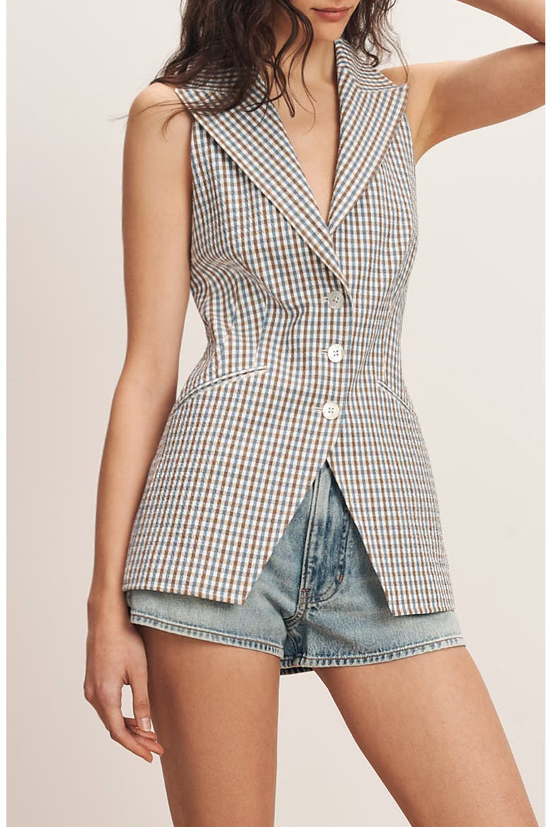 Costa Stretch Cotton Gingham Vest, Alternate, color, ACORN MULTI