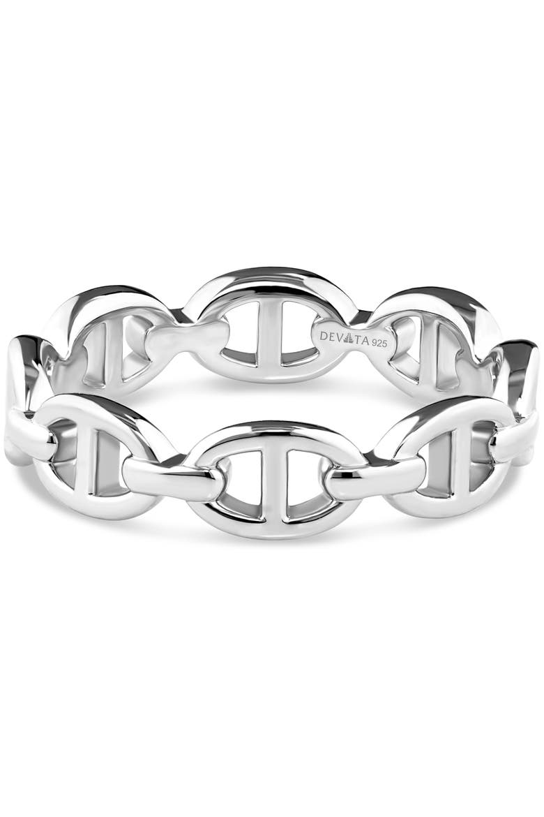 Mariner Anchor Ring in Rhodium Plated Sterling Silver, Main, color, Silver