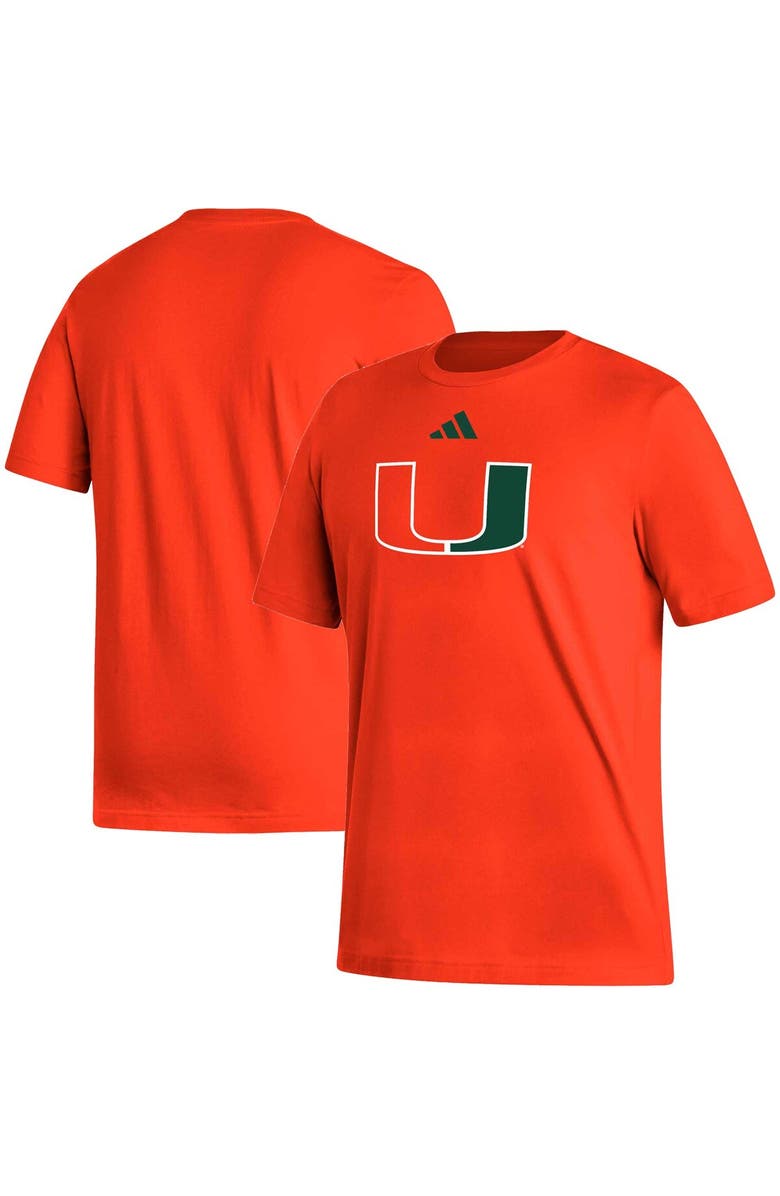adidas Men's adidas Orange Miami Hurricanes Logo Fresh T-Shirt, Main, color,