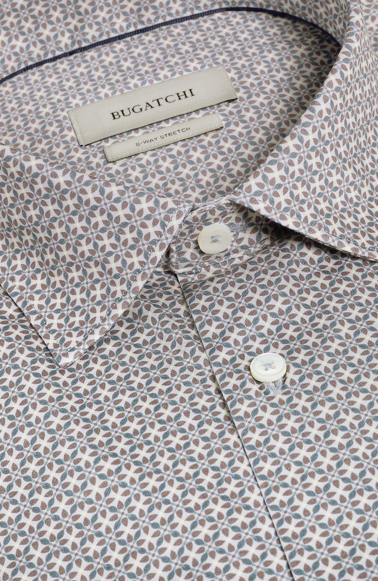 Bugatchi Miles OoohCotton<sup>®</sup> Mosaic Print Short Sleeve Button-Up Shirt, Alternate, color, Shark