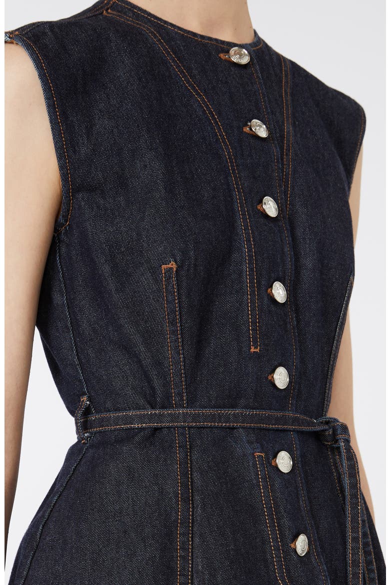 Domino Belted Denim Vest, Alternate, color, MIDNIGHT BLUE